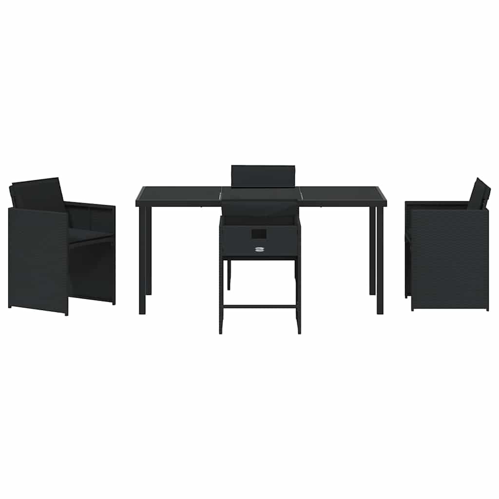 Garten Essgruppe mit Kissen 5 pcs Schwarz Poly-Rattan