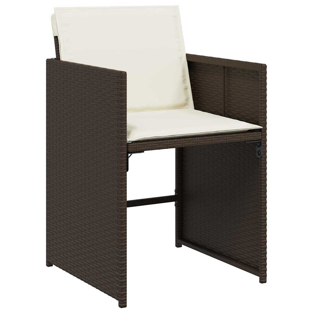 Garten Essgruppe mit Kissen 5 pcs Braun Poly-Rattan