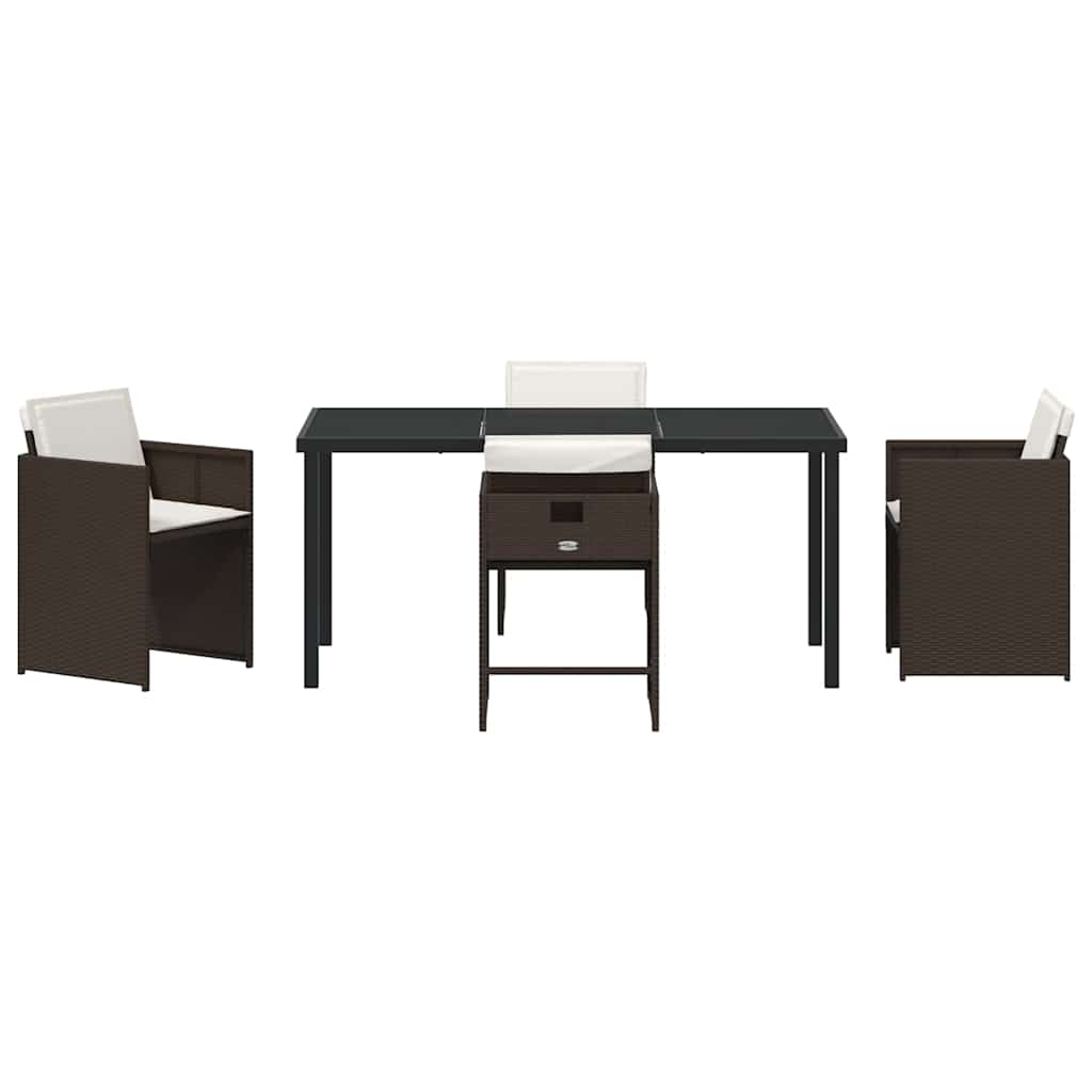 Garten Essgruppe mit Kissen 5 pcs Braun Poly-Rattan