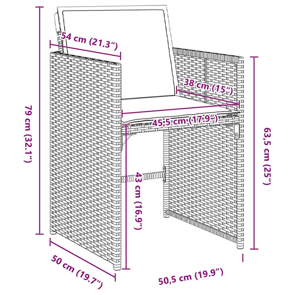 Garten Essgruppe mit Kissen 5 pcs Braun Poly-Rattan