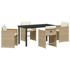 Garten Essgruppe mit Kissen 5 pcs Beige Poly-Rattan