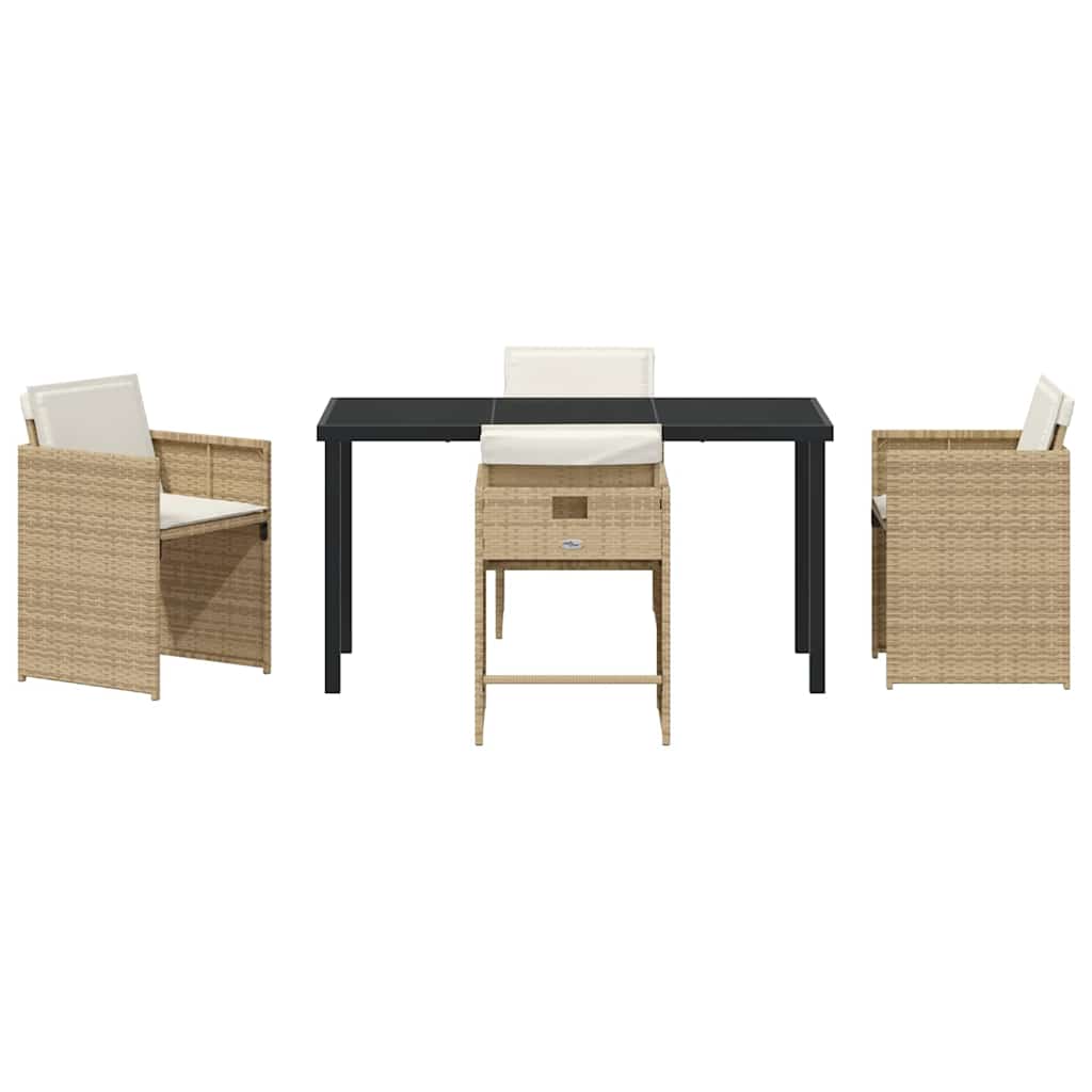 Garten Essgruppe mit Kissen 5 pcs Beige Poly-Rattan