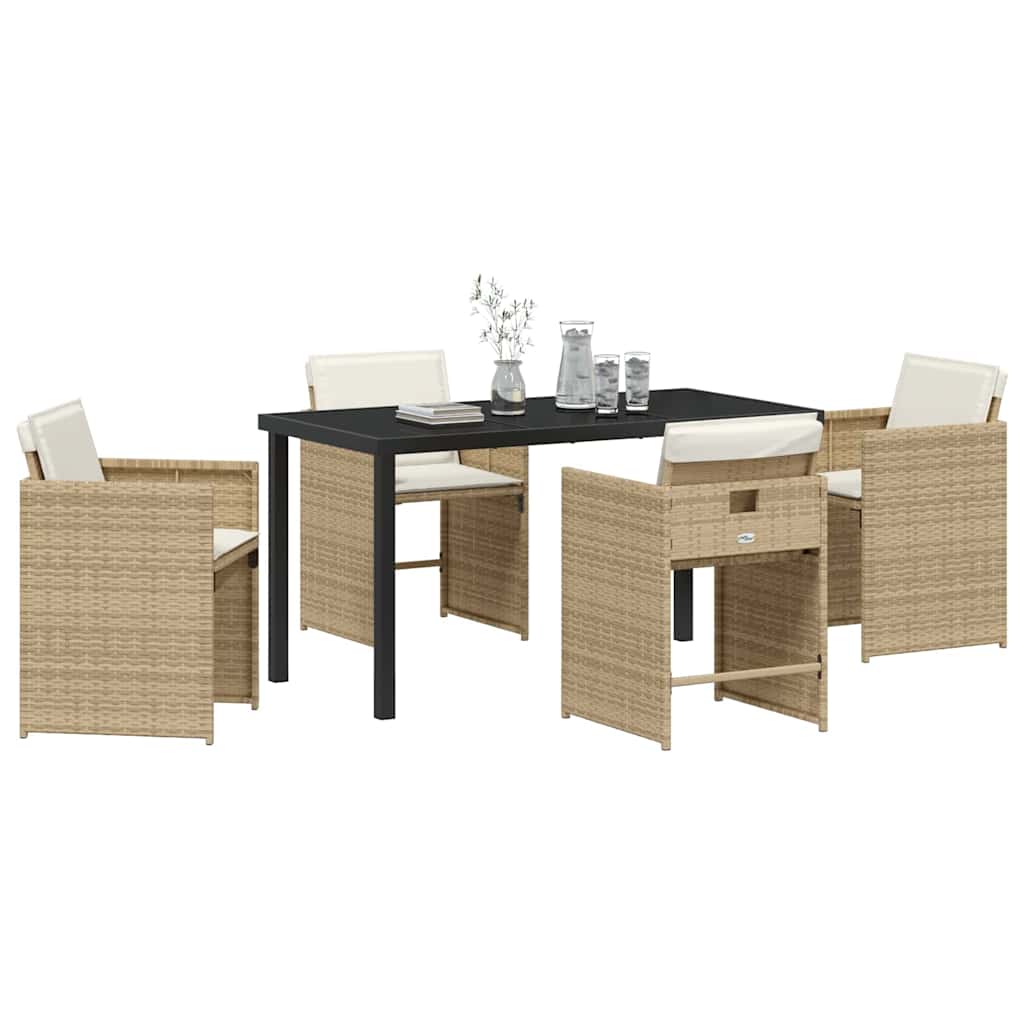 Garten Essgruppe mit Kissen 5 pcs Beige Poly-Rattan