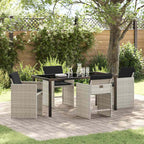 Garten Essgruppe mit Kissen 5 pcs Hellgrau Poly-Rattan