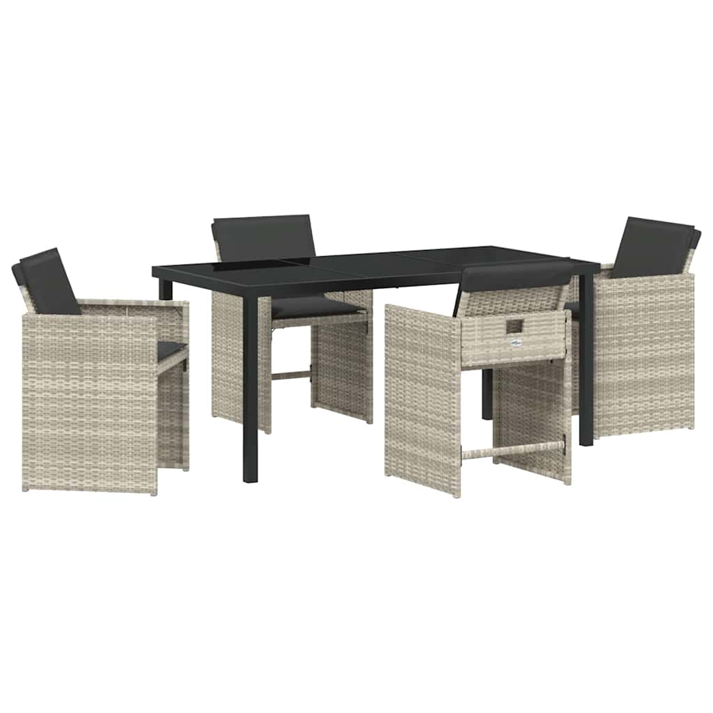Garten Essgruppe mit Kissen 5 pcs Hellgrau Poly-Rattan