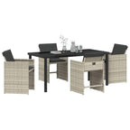 Garten Essgruppe mit Kissen 5 pcs Hellgrau Poly-Rattan