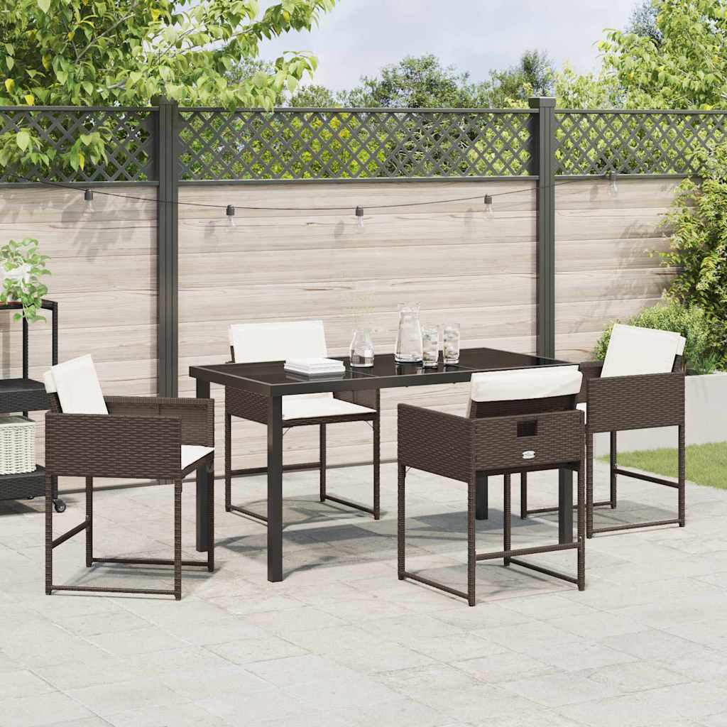 Garten Essgruppe mit Kissen 5 pcs Braun Poly-Rattan