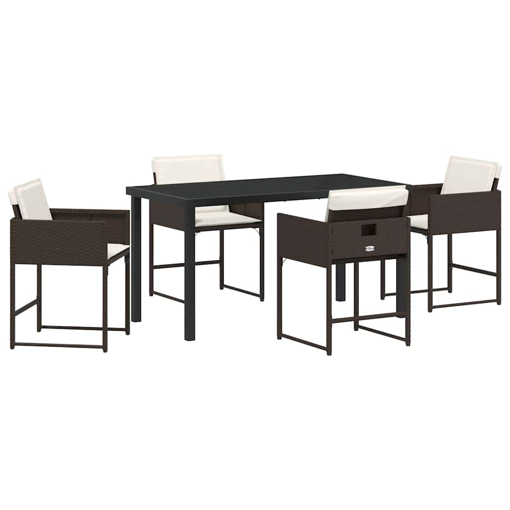 Garten Essgruppe mit Kissen 5 pcs Braun Poly-Rattan