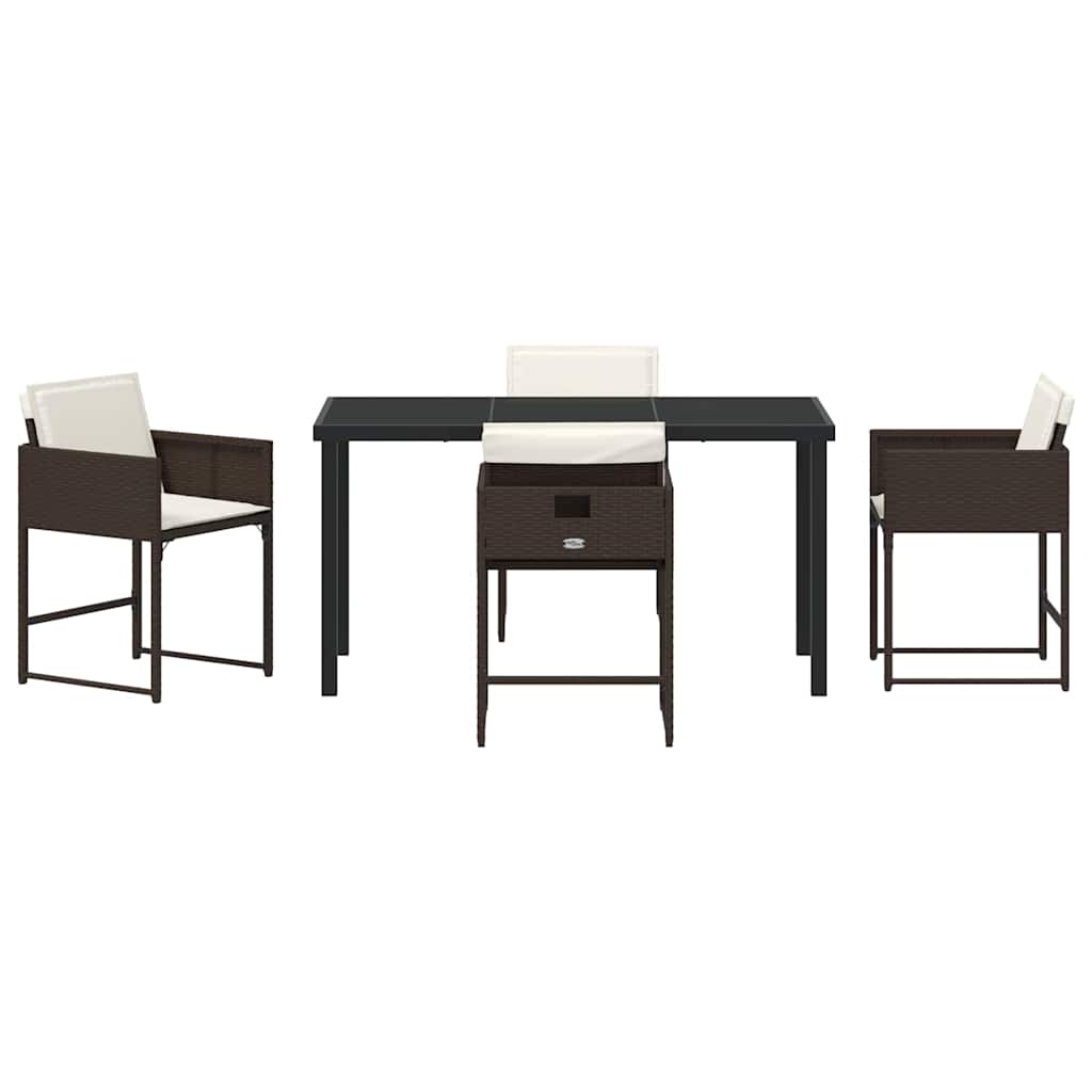 Garten Essgruppe mit Kissen 5 pcs Braun Poly-Rattan