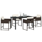 Garten Essgruppe mit Kissen 5 pcs Braun Poly-Rattan