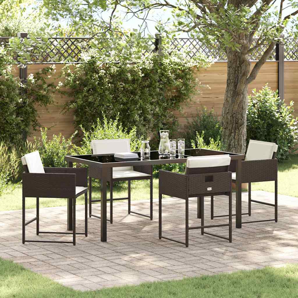 Garten Essgruppe mit Kissen 5 pcs Braun Poly-Rattan