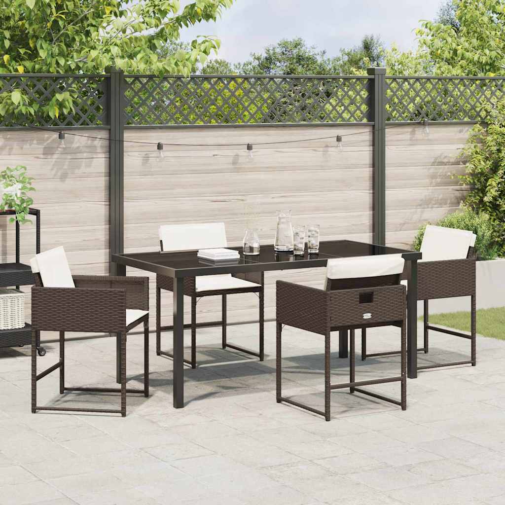Garten Essgruppe mit Kissen 5 pcs Braun Poly-Rattan