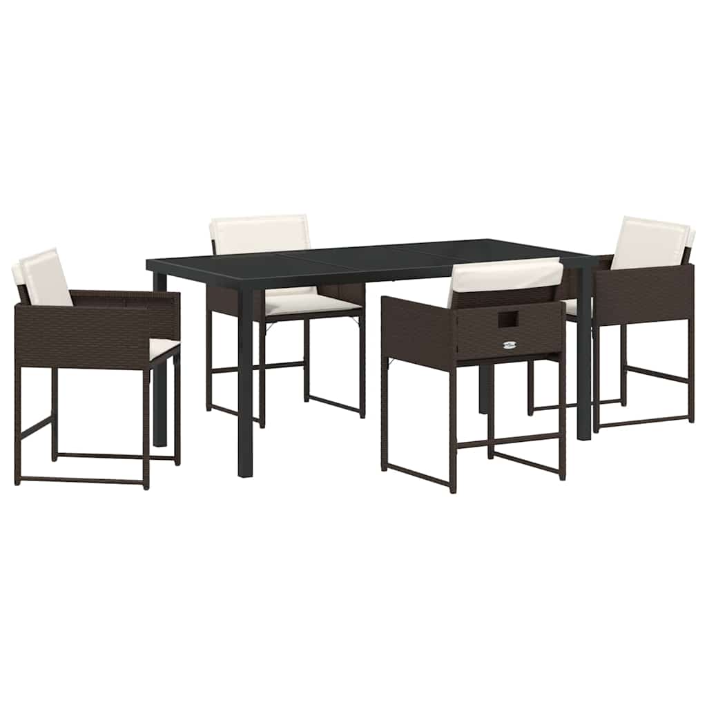 Garten Essgruppe mit Kissen 5 pcs Braun Poly-Rattan