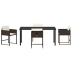 Garten Essgruppe mit Kissen 5 pcs Braun Poly-Rattan