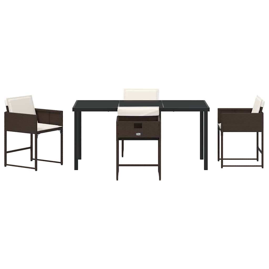 Garten Essgruppe mit Kissen 5 pcs Braun Poly-Rattan
