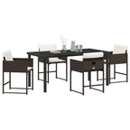 Garten Essgruppe mit Kissen 5 pcs Braun Poly-Rattan
