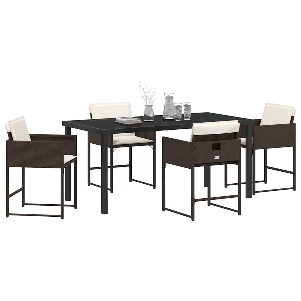 Garten Essgruppe mit Kissen 5 pcs Braun Poly-Rattan