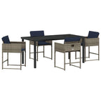 Garten Essgruppe mit Kissen 5 pcs Grau Poly-Rattan