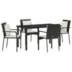 Garten Essgruppe mit Kissen 5 pcs Schwarz Poly-Rattan