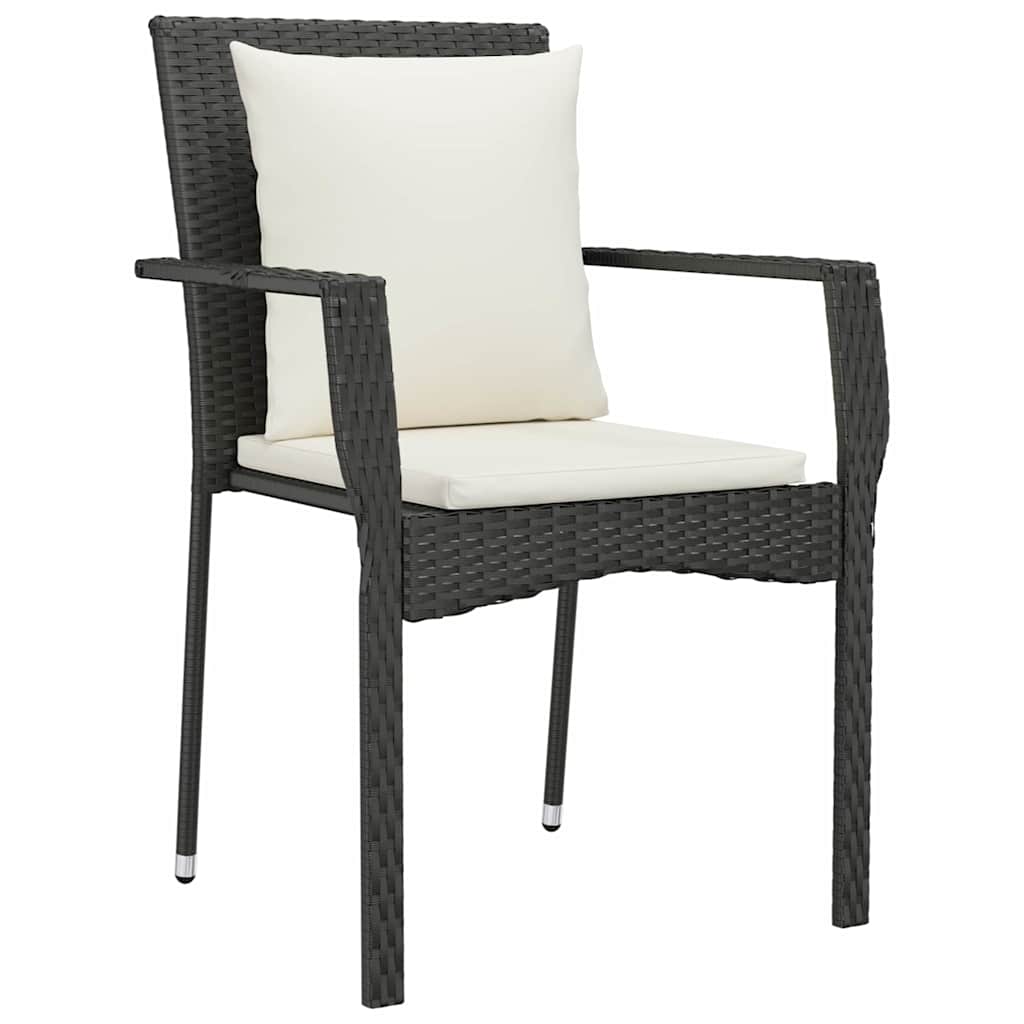 Garten Essgruppe mit Kissen 5 pcs Schwarz Poly-Rattan