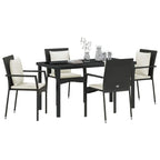 Garten Essgruppe mit Kissen 5 pcs Schwarz Poly-Rattan