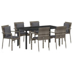 Garten Essgruppe mit Kissen 7 pcs Grau Poly-Rattan