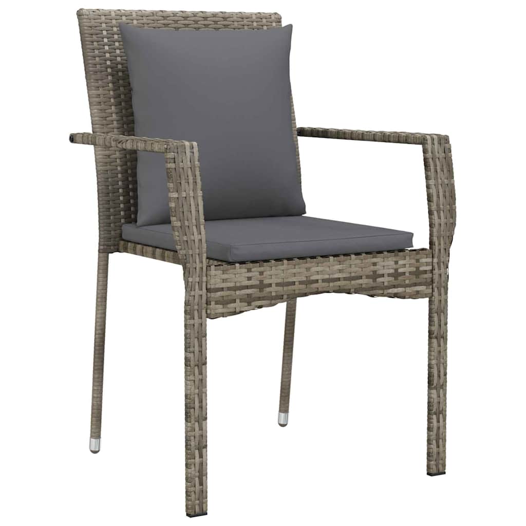 Garten Essgruppe mit Kissen 7 pcs Grau Poly-Rattan
