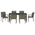 Garten Essgruppe mit Kissen 7 pcs Grau Poly-Rattan