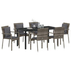 Garten Essgruppe mit Kissen 7 pcs Grau Poly-Rattan