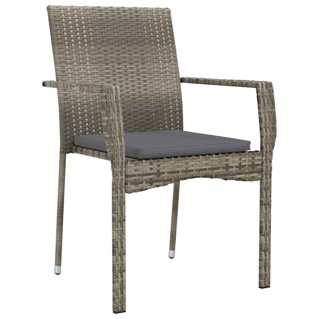 Garten Essgruppe mit Kissen 5 pcs Grau Poly-Rattan