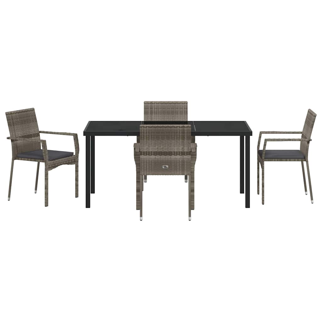 Garten Essgruppe mit Kissen 5 pcs Grau Poly-Rattan