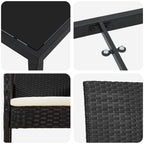 Garten Essgruppe mit Kissen 5 pcs Schwarz Poly-Rattan