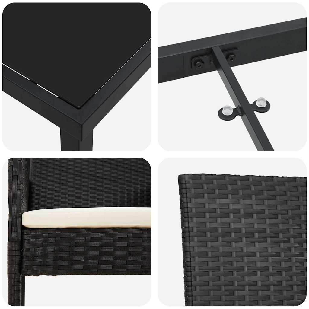 Garten Essgruppe mit Kissen 5 pcs Schwarz Poly-Rattan