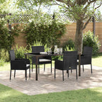 Garten Essgruppe mit Kissen 5 pcs Schwarz Poly-Rattan
