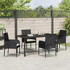 Garten Essgruppe mit Kissen 5 pcs Schwarz Poly-Rattan