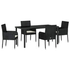 Garten Essgruppe mit Kissen 5 pcs Schwarz Poly-Rattan