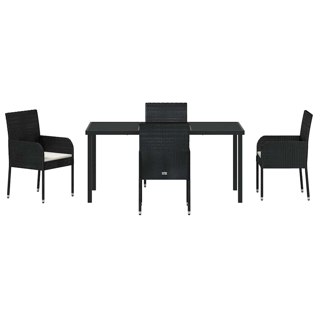 Garten Essgruppe mit Kissen 5 pcs Schwarz Poly-Rattan
