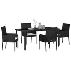 Garten Essgruppe mit Kissen 5 pcs Schwarz Poly-Rattan