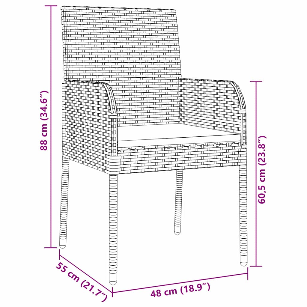 Garten Essgruppe mit Kissen 5 pcs Schwarz Poly-Rattan