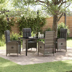 Garten Essgruppe mit Kissen 5 pcs Grau Poly-Rattan