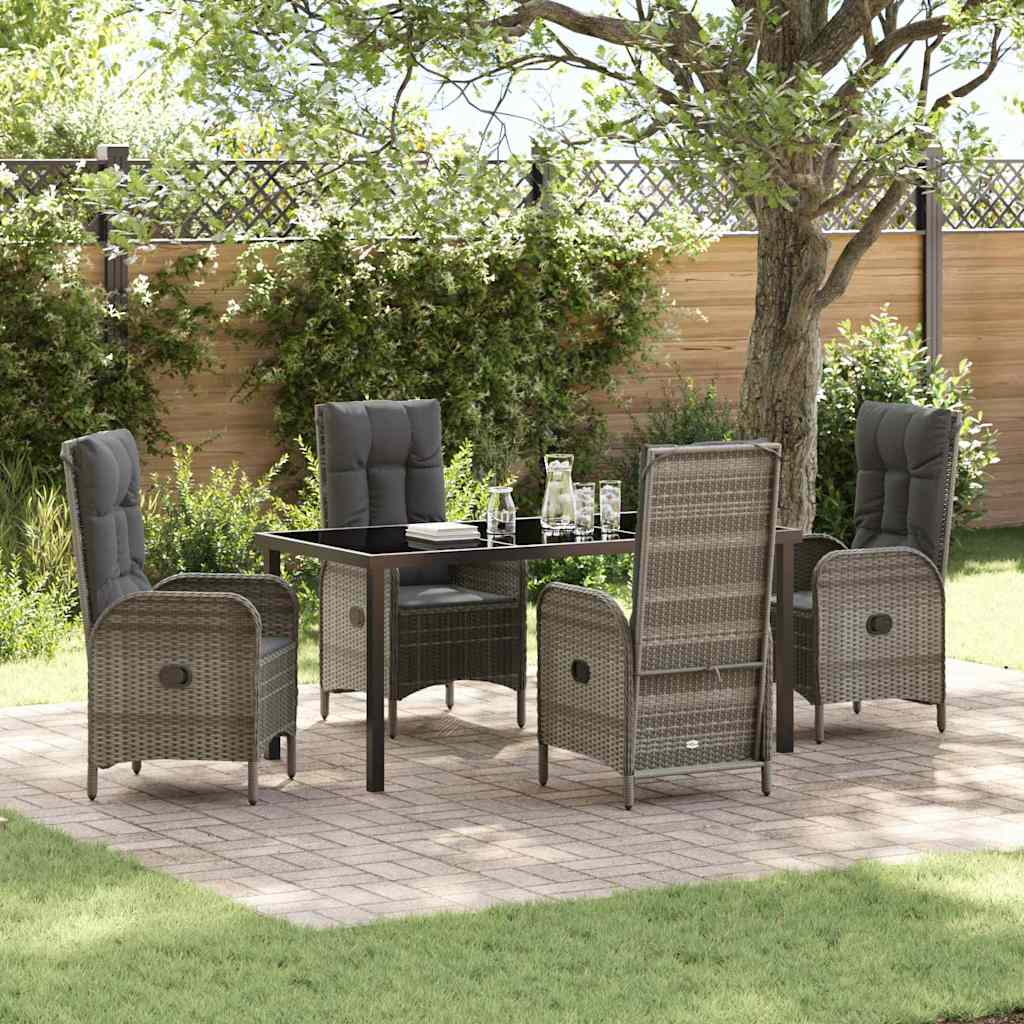 Garten Essgruppe mit Kissen 5 pcs Grau Poly-Rattan