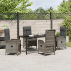Garten Essgruppe mit Kissen 5 pcs Grau Poly-Rattan