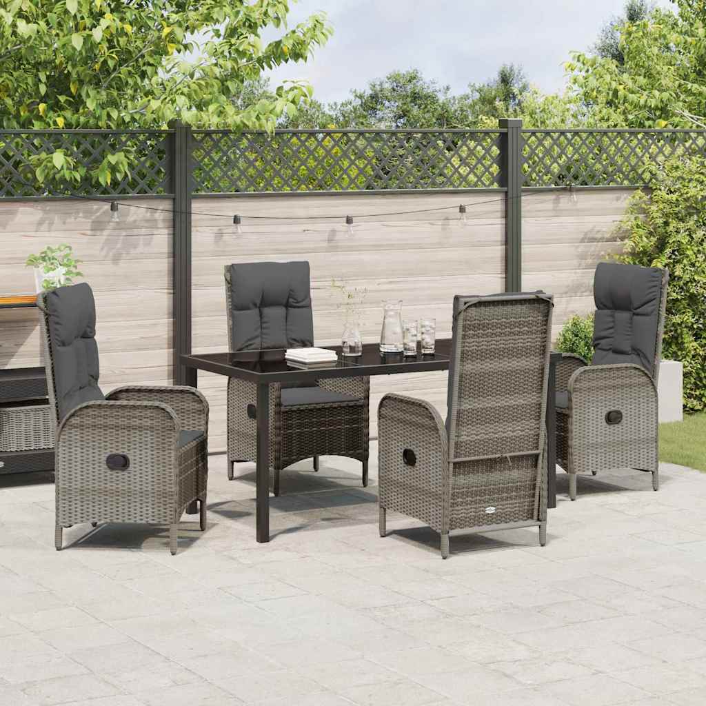 Garten Essgruppe mit Kissen 5 pcs Grau Poly-Rattan