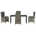 Garten Essgruppe mit Kissen 5 pcs Grau Poly-Rattan