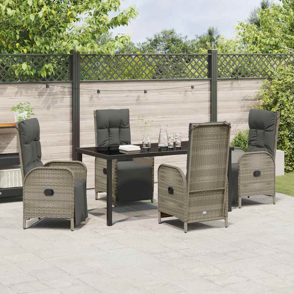 Garten Essgruppe mit Kissen 5 pcs Grau Poly-Rattan