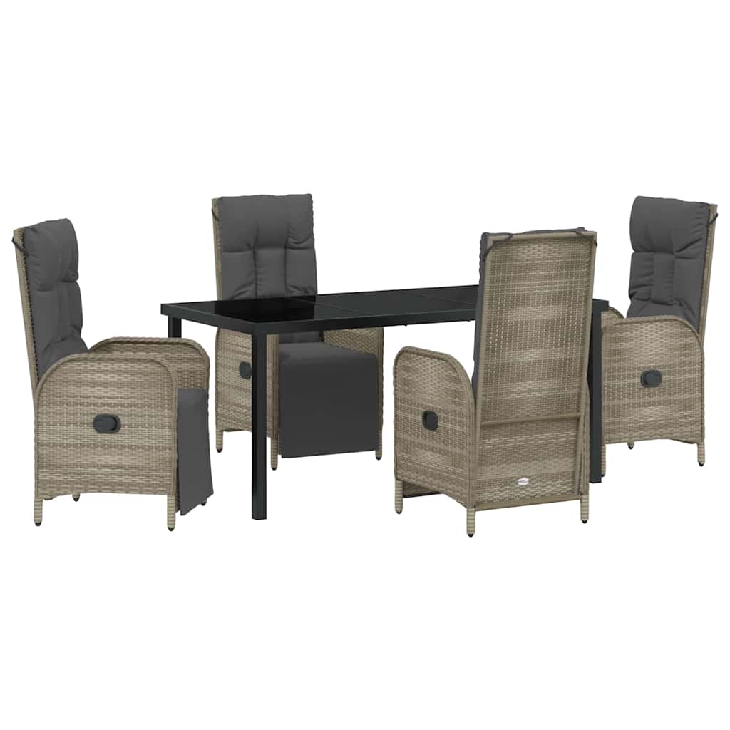 Garten Essgruppe mit Kissen 5 pcs Grau Poly-Rattan