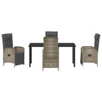 Garten Essgruppe mit Kissen 5 pcs Grau Poly-Rattan