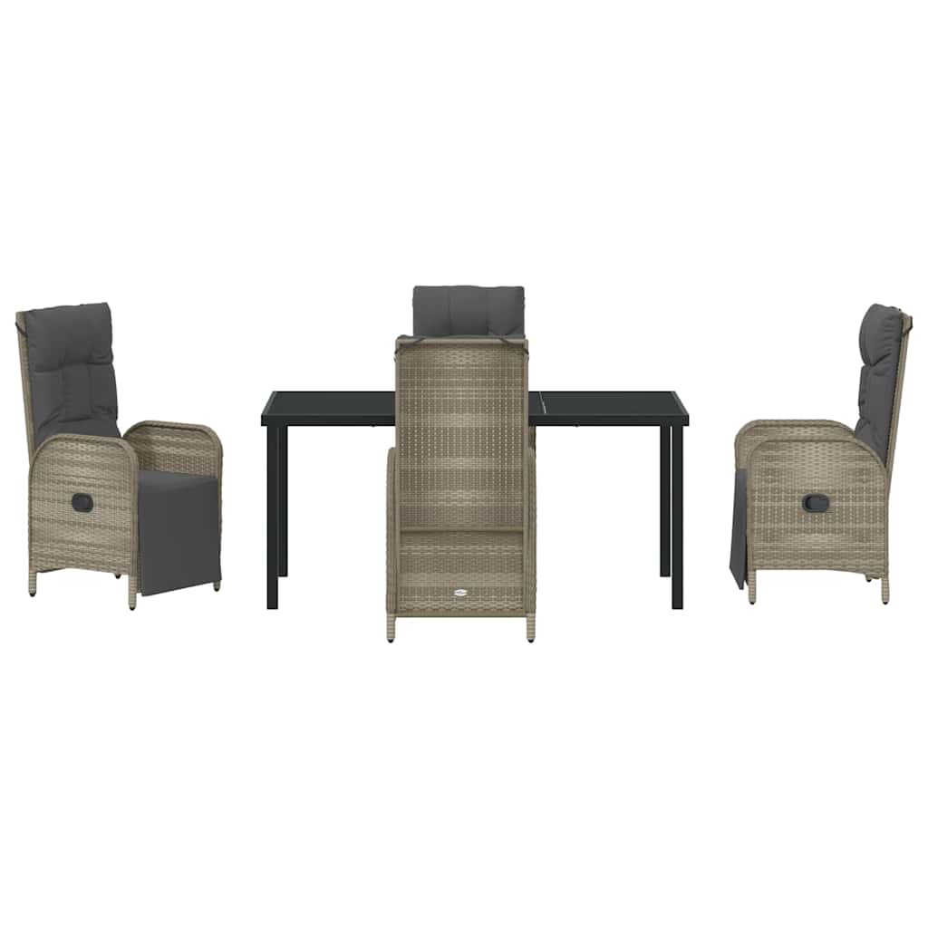 Garten Essgruppe mit Kissen 5 pcs Grau Poly-Rattan