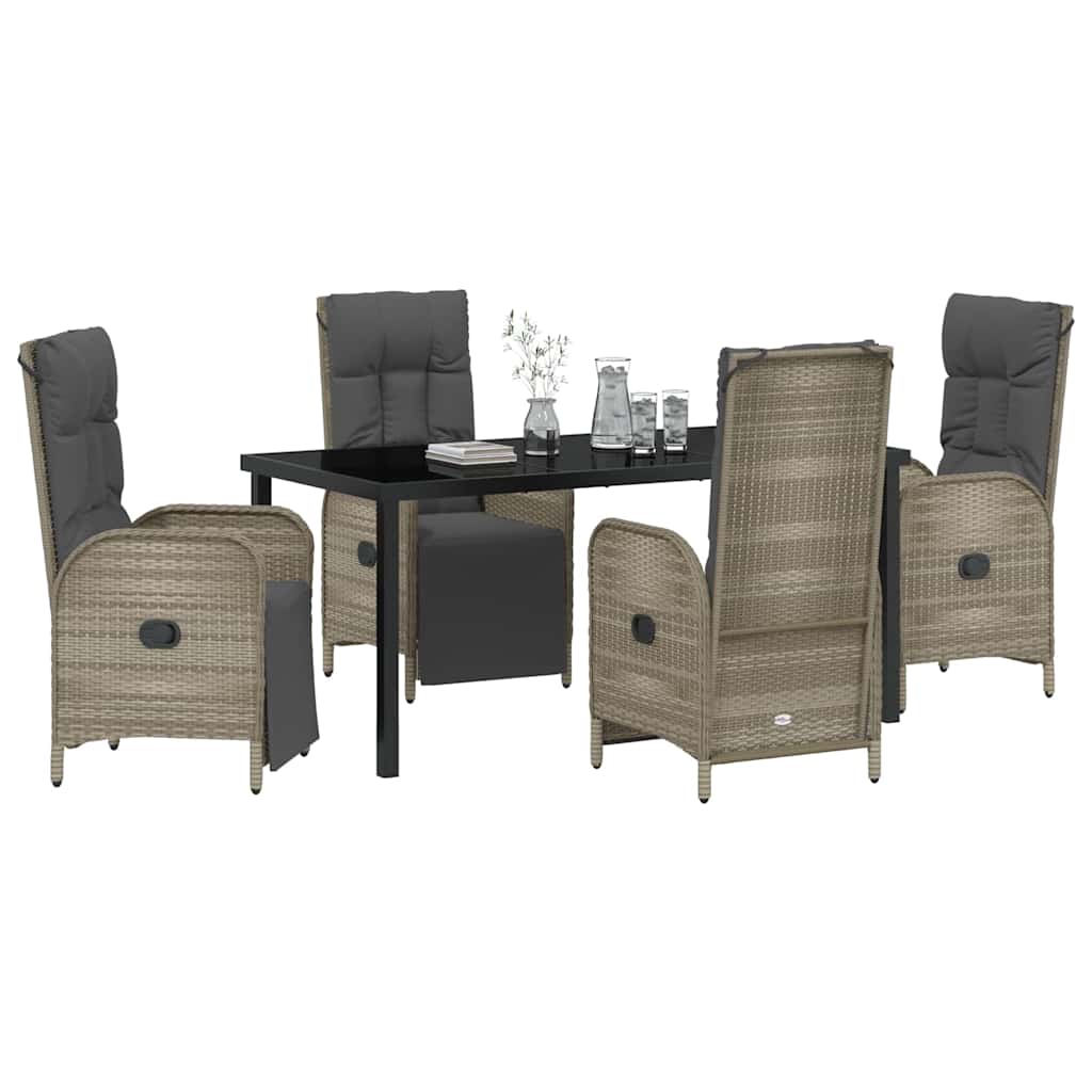 Garten Essgruppe mit Kissen 5 pcs Grau Poly-Rattan