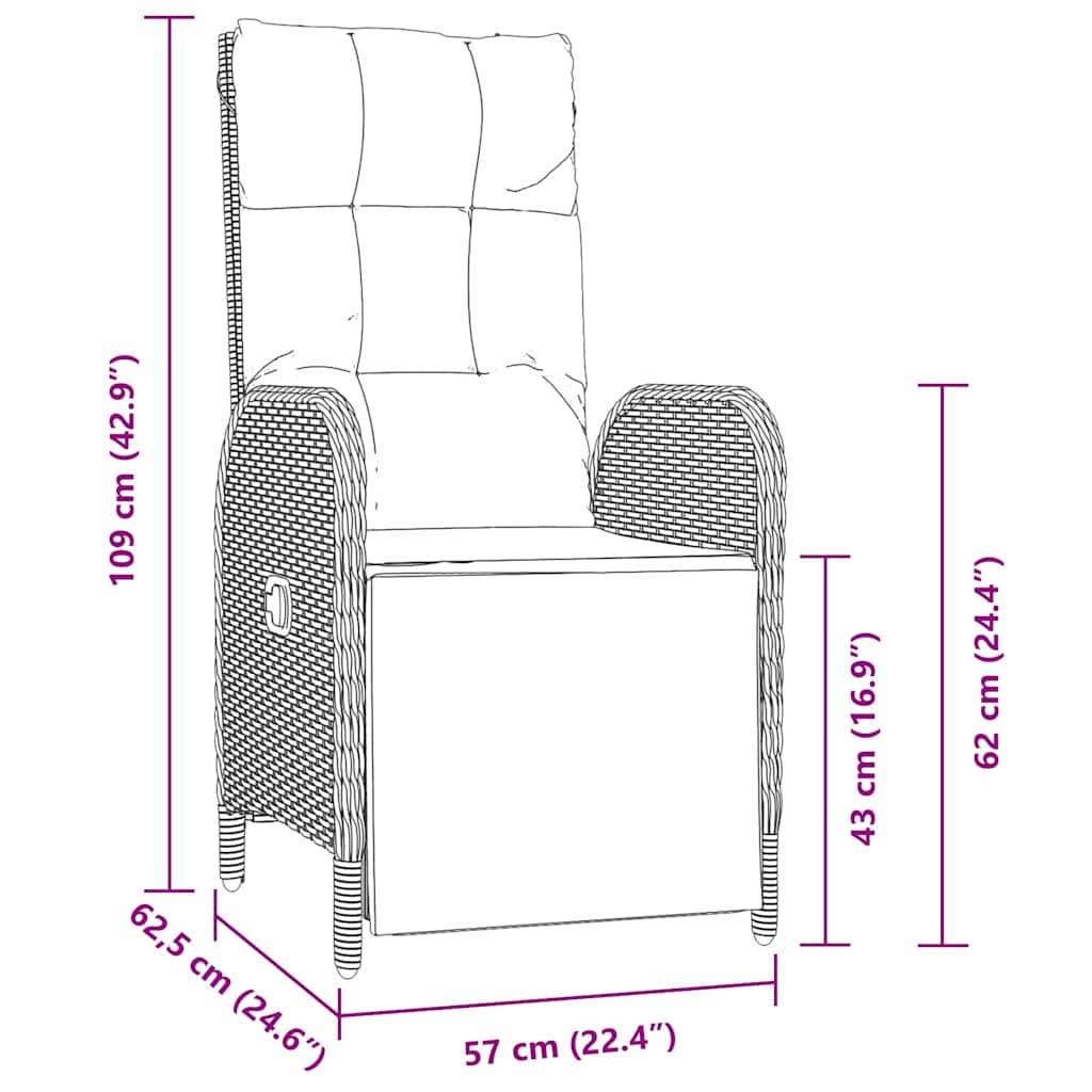 Garten Essgruppe mit Kissen 5 pcs Grau Poly-Rattan